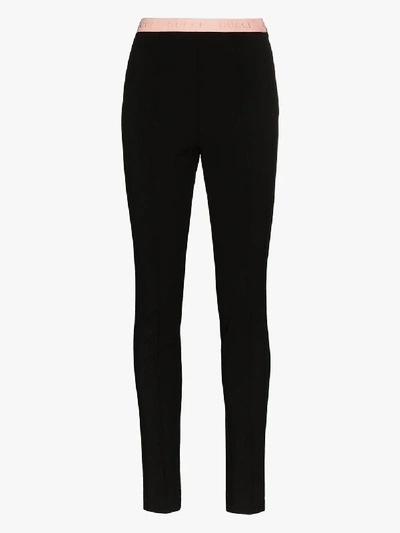 Shop Gucci Logo Waistband Leggings In Black