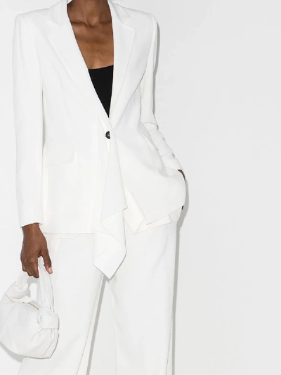 Shop Roland Mouret White Ferto Draped Single-breasted Blazer