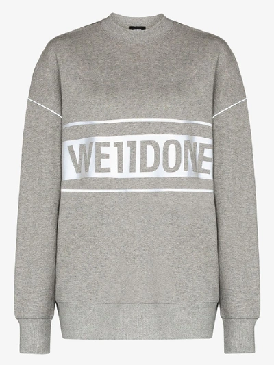 Shop We11 Done 'reflective' Sweatshirt Mit Logo-print In Grau
