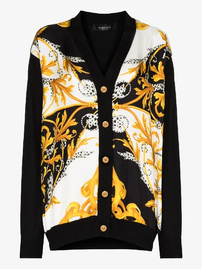 Shop Versace Baroque Print Cardigan In A7027 Black