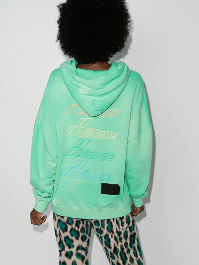 Shop We11 Done Green Oversized Bleached Logo Hoodie