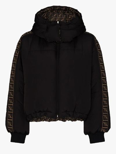 Shop Fendi Ff Motif Reversible Puffer Jacket In Black