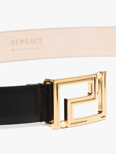 Shop Versace Black Greca Leather Belt