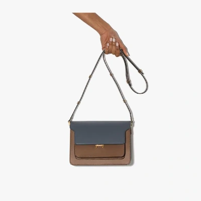 Shop Marni Brown Trunk Medium Leather Shoulder Bag