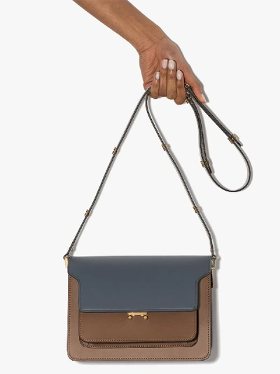 Shop Marni Brown Trunk Medium Leather Shoulder Bag