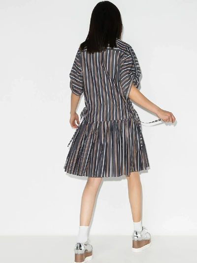 Shop See By Chloé Striped Gathered Cotton Dress In Blue