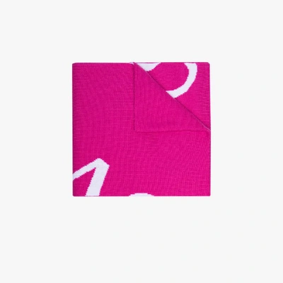 Shop Versace Pink Logo Wool Scarf