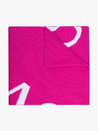 Shop Versace Pink Logo Wool Scarf