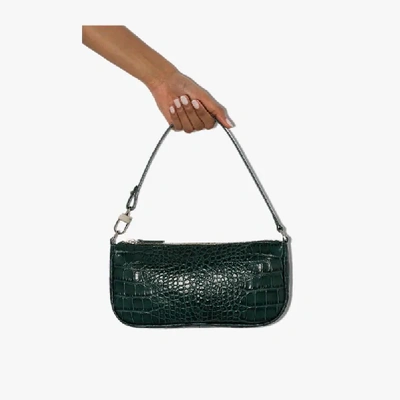 Shop By Far Green Rachel Mock Croc Shoulder Bag