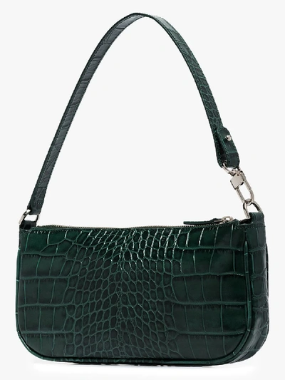 Shop By Far Green Rachel Mock Croc Shoulder Bag