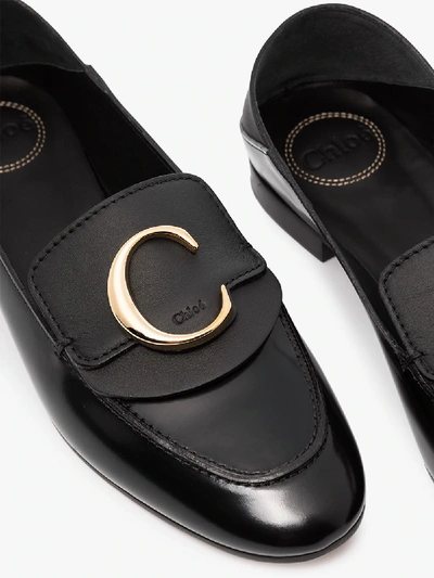 Shop Chloé Black C Leather Loafers