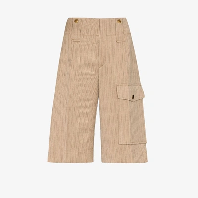 Shop Chloé Brown Pinstripe Cargo Shorts