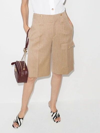 Shop Chloé Brown Pinstripe Cargo Shorts