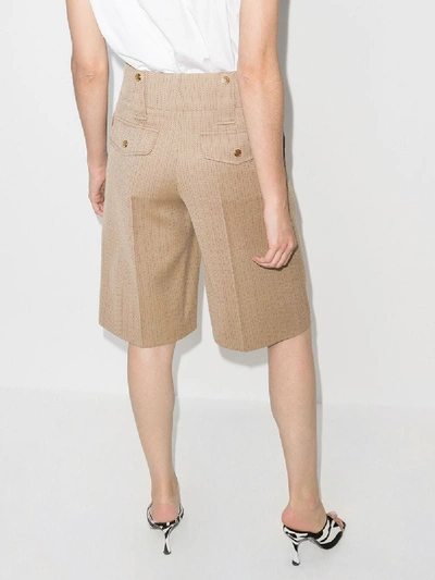 Shop Chloé Brown Pinstripe Cargo Shorts