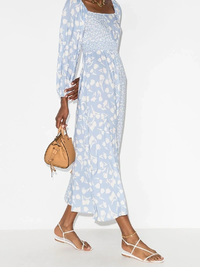 Shop Peony Lavender Vacation Floral Midi Dress In Blue