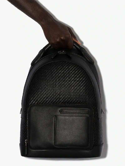 Shop Ermenegildo Zegna Black Woven Leather Backpack