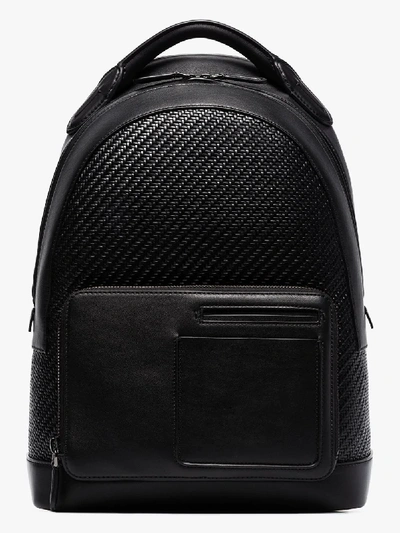 Shop Ermenegildo Zegna Black Woven Leather Backpack