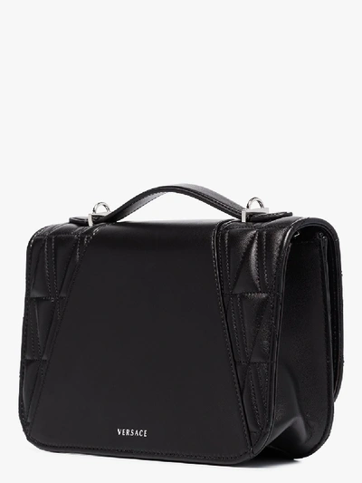 Shop Versace Black Virtus Leather Cross Body Bag