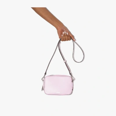 Shop Ganni Pink Leather Camera Bag