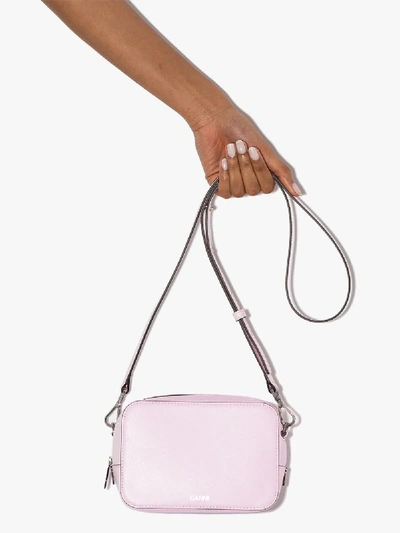 Shop Ganni Pink Leather Camera Bag