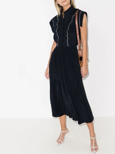 Shop Chloé Black Cap Sleeve Midi Dress