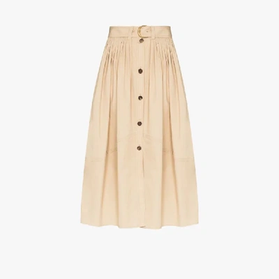 Shop Chloé Neutrals Parachute Cotton Poplin Midi Skirt