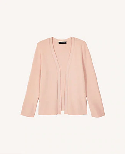 Shop Ann Taylor Pointelle Cropped Open Cardigan In Vintage Blush