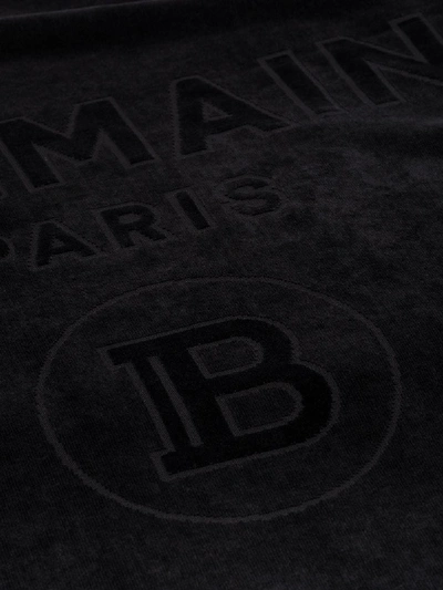 Shop Balmain Black Logo Embossed Towel