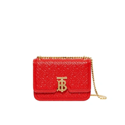Shop Burberry Small Quilted Monogram Leather Tb Bag In Bright Red