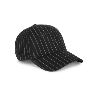 Shop Balmain Black Striped Stretch-wool Cap In Black And White