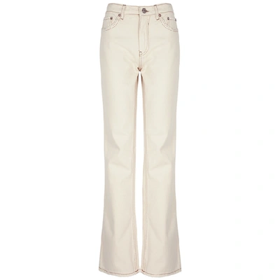 Shop Free People Laurel Canyon Ecru Flared Jeans In Cream