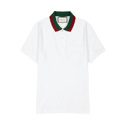 Shop Gucci White Piqué Cotton Polo Shirt