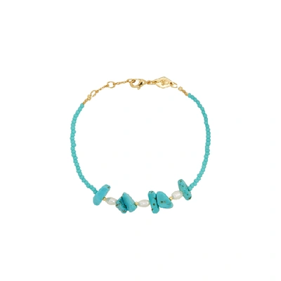 Shop Anni Lu Emmanuelle Turquoise Beaded Bracelet In Blue