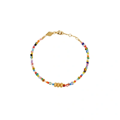 Shop Anni Lu Golden Alaia Beaded Bracelet In Multicoloured