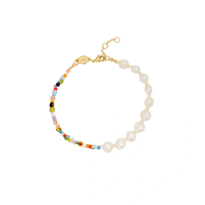 Shop Anni Lu Pearly Alaia Beaded Bracelet In Multicoloured