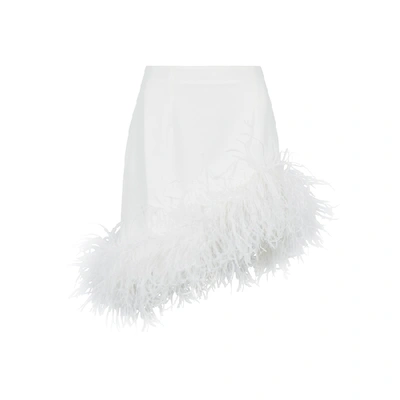 Shop 16arlington Viven White Feather-trimmed Mini Skirt - 12