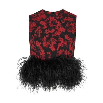 Shop 16arlington Dickinson Printed Feather-trimmed Top In Red