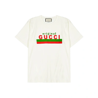 Shop Gucci Off-white Cotton T-shirt