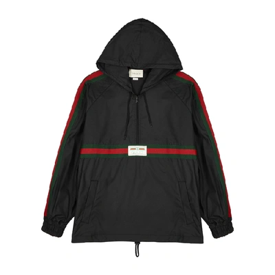 Shop Gucci Black Half-zip Coated Cotton Jacket
