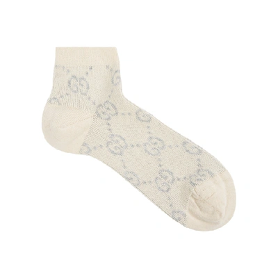Shop Gucci Gg Ivory Cotton-blend Socks