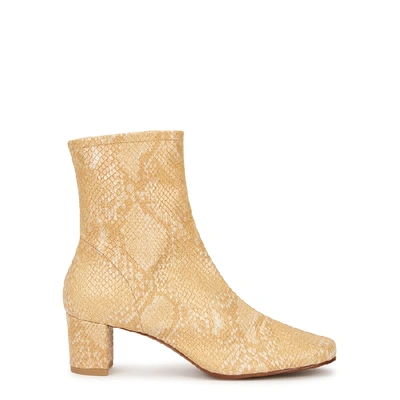 Shop By Far Sophia 50 Python-effect Leather Ankle Boots In Yellow