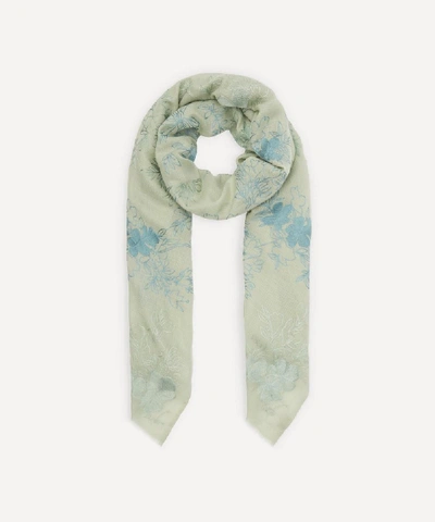 Shop Janavi India Garden Shadows Cashmere Scarf In Green