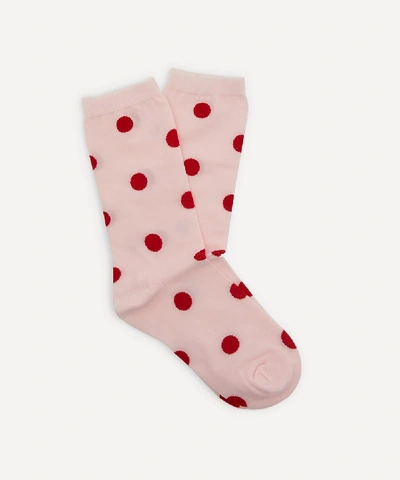 Shop Ganni Polka Dot Socks In Cherry Blossom