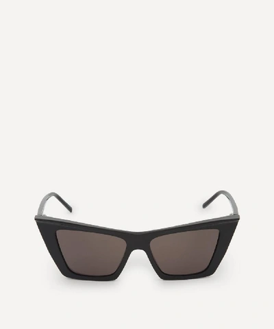 Shop Saint Laurent Acetate Angled Cat-eye Sunglasses In Black