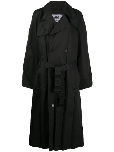 Shop Balenciaga Pleated Trench Coat In Black