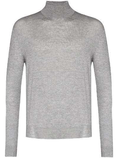 Shop Canali Turtleneck Wool Jumper In Grey