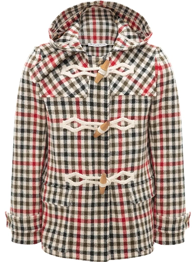Shop Jw Anderson Checked Duffle Coat In Green
