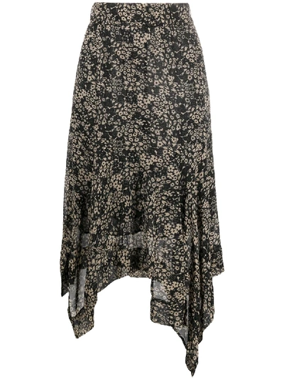 Shop Isabel Marant Étoile Floral Asymmetric Skirt In Black