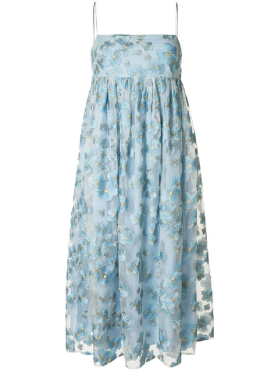Shop Macgraw Blubell Organza Silk Dress In Blue