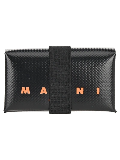 Shop Marni Pvc Logo Wallet In Black